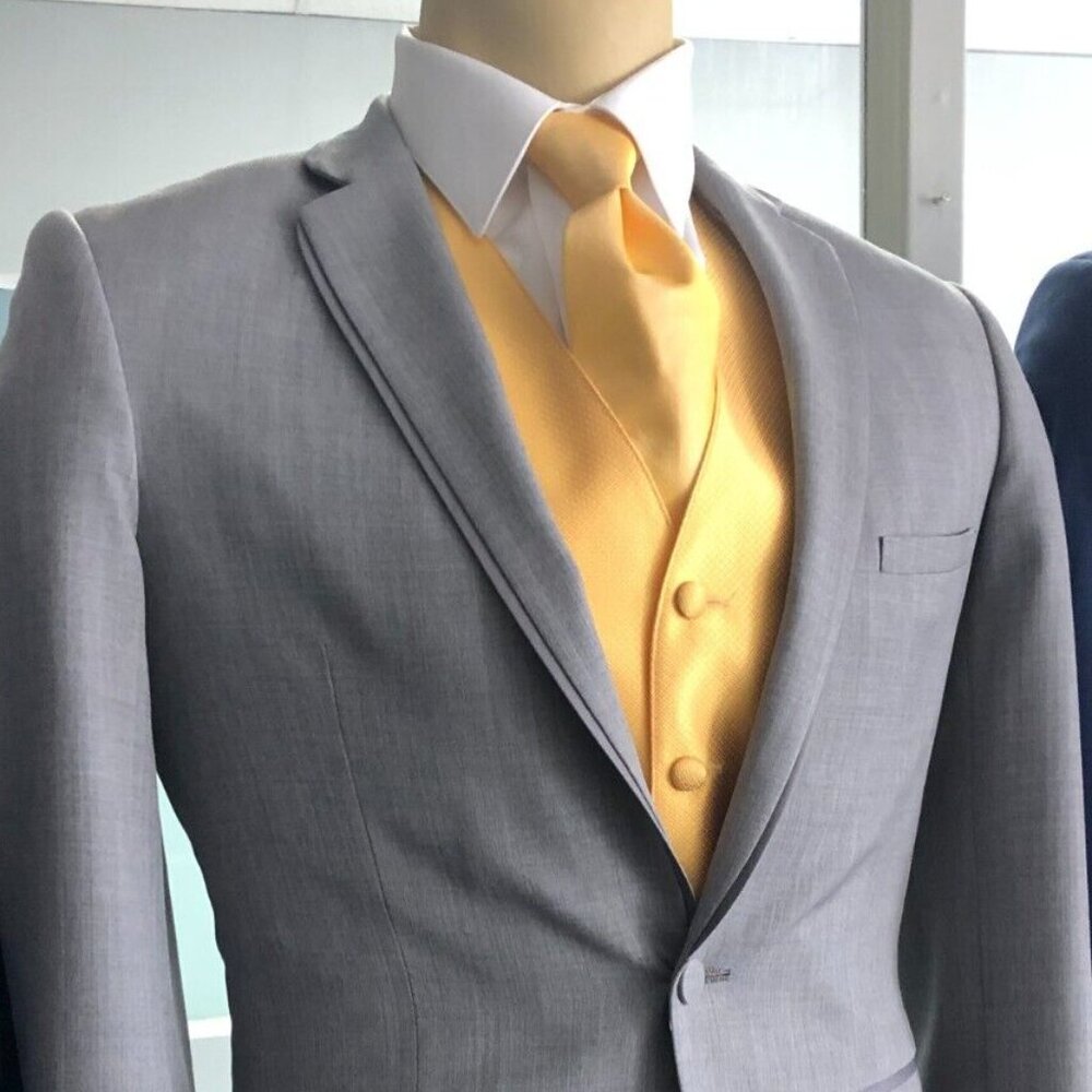 New LIGHT GOLD VEST, with matching tie, Adjustable Back, Szs small-2XL, Yellow